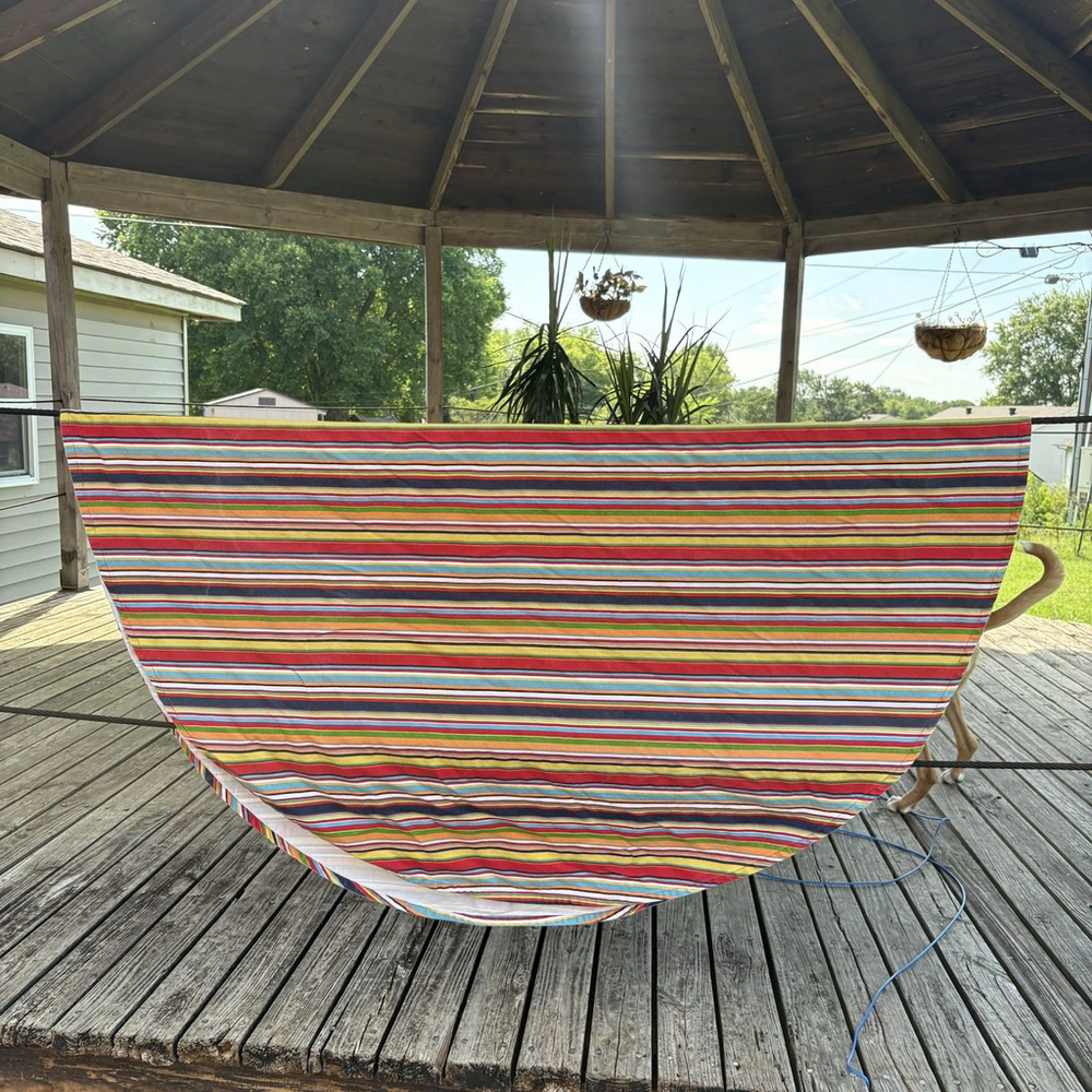 Fiesta Full Circle Tablecloth Striped Cotton 54” Wyndham Weavers India Round - Picture 7 of 7